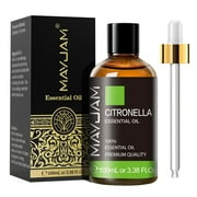 MAYJAM Citronella Essential Oil, Undiluted, Natural, Therapeutic, Aromatherapy, The Best for Diffuser, Skin, Candle