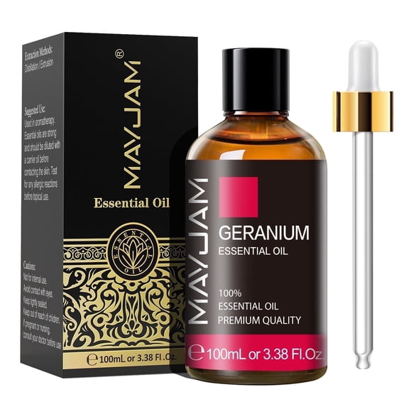 MAYJAM Geranium Essential Oil for Massage, Diffuser, Aromatherapy, 100% Pure Natural
