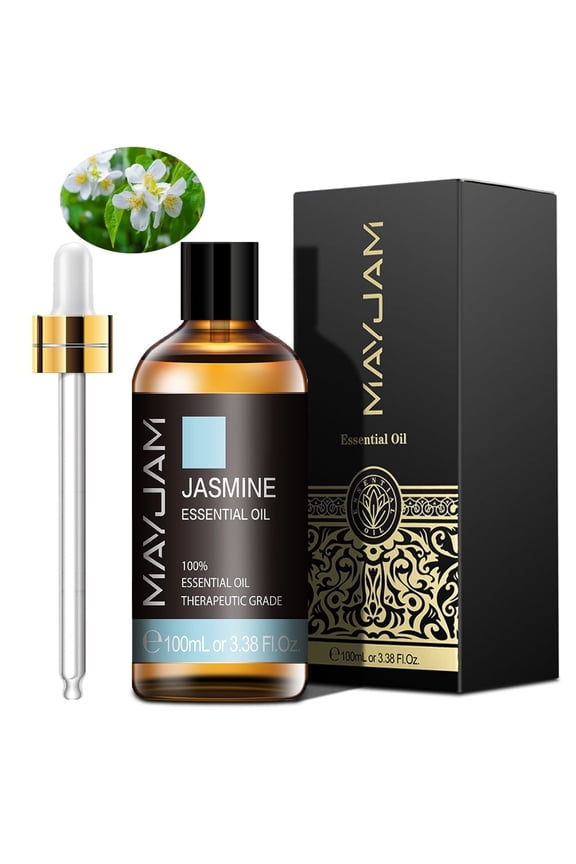 Jasmine Essential Oils 100ml/3.38 fl.Oz for Diffusers Humidifier 100% Pure Natural Aromatherapy Massage Bath Sleep Relaxation