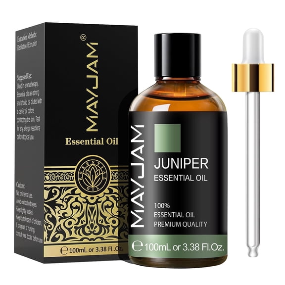 MAYJAM Natural Juniper Essential Oil for Hair Care, Home Diffusers, Skin, Aromatherapy, Massage and Stress 3.38 Fl Oz