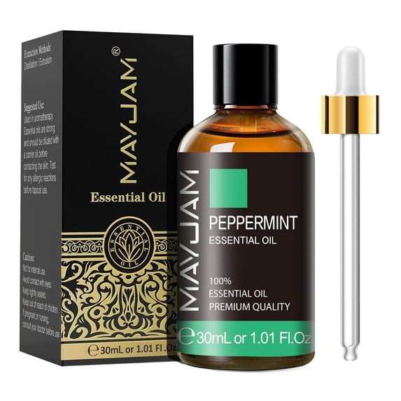 MAYJAM Peppermint Essential Oil - 1.01 Fl Oz - 100% Pure and Natural - Premium Grade with Glass Dropper