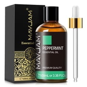 MAYJAM Peppermint Essential Oil, 3.38 fl oz Invigorating Minty Aromatherapy Oil for Diffusers, Humidifiers, Candle Making, DIY Craft Projects