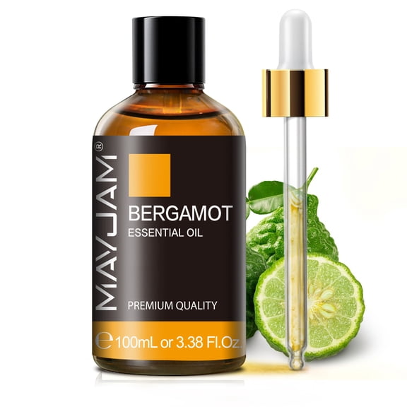 MAYJAM Bergamot Essential Oil, 100ml (3.38 Fl Oz), Fresh Citrus Fruity Oil for Diffusers, Aromatherapy, Humidifier, Skin Care