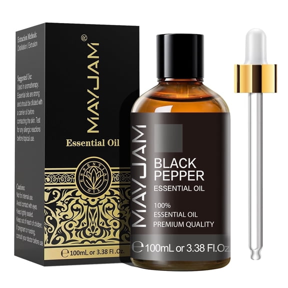 MAYJAM Pure Black Pepper Essential Oil,100ML, Therapeutic Grade, for use with Oil Diffusers, Potpourri, and Wicking Fragrance Diffusers