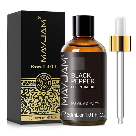 MAYJAM 1.01 FL Oz Black Pepper Essential Oil, Pure Undiluted Warm Spicy Woody Aromatherapy Oil for Diffusers, Humidifiers, Relaxation, DIY Bath Bomb Making