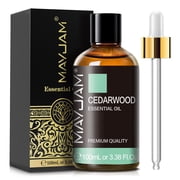 MAYJAM Cedarwood Essential Oil, 100 mL Rich Earthy Woody Undiluted Aromatherapy Oil for Diffusers, Humidifiers, Candle Making, Massage DIY Craft