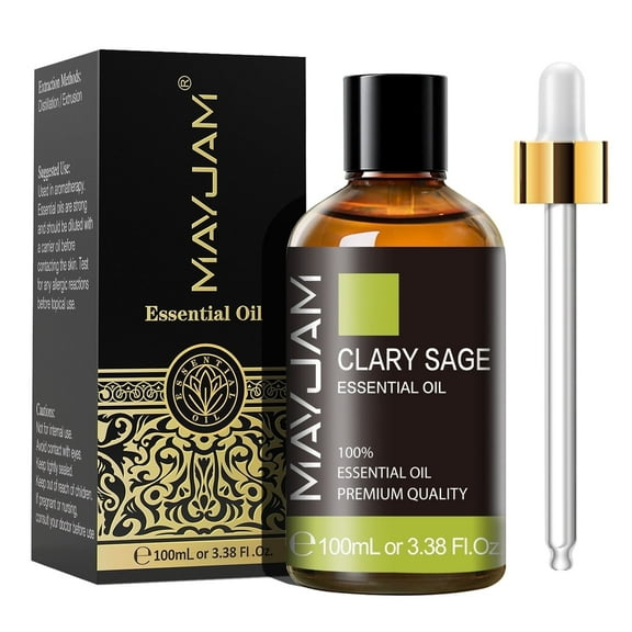 MAYJAM Clary Sage Oil Essential Oils for Skin, Hair, Aromatherapy, Soap Making And Home Diffusers (3.38 Fl Oz/100 Ml)