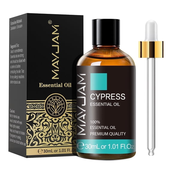 MAYJAM Cypress Essential Oil Organic, 100% Natural Essential Oils for Diffuser, Skin Care, Candle Making Scent, Aromatherapy - 1.01 Fl Oz