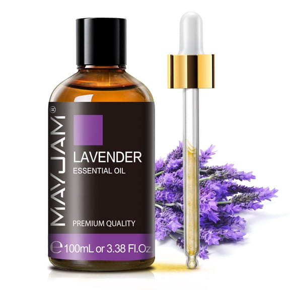 MAYJAM Lavender Essential Oil for Diffuser, 100% Pure And Natural Lavender Essential Oil for Sleep, Body, Aromatherapy & Soap Making Scent (3.38 Fl Oz)