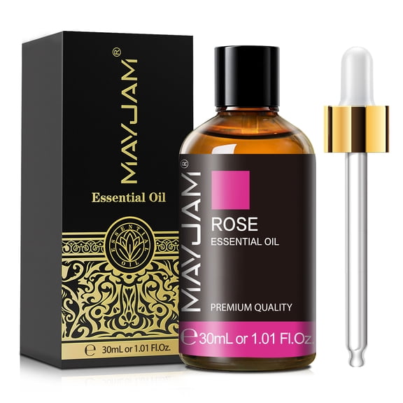 MAYJAM Rose Essential Oil 30ML, Undiluted Elegant Romantic Floral Aromatherapy Oil for Diffusers, Humidifiers, Car Freshener, Relaxing Massage, Facial Skin Care, DIY Candle Soap Making