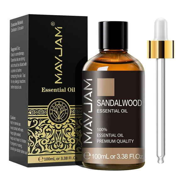 MAYJAM Pure Essential Oil, Sandalwood, 100ML, Therapeutic Grade, for use with Oil Diffusers, Potpourri, and Wicking Fragrance Diffusers
