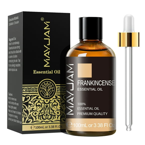 MAYJAM 100% Pure Frankincense Essential Oil for Diffuser, Hair Care, Face, Skin Care, Aromatherapy, Body Massage, Soap and Candle Making, 100ml