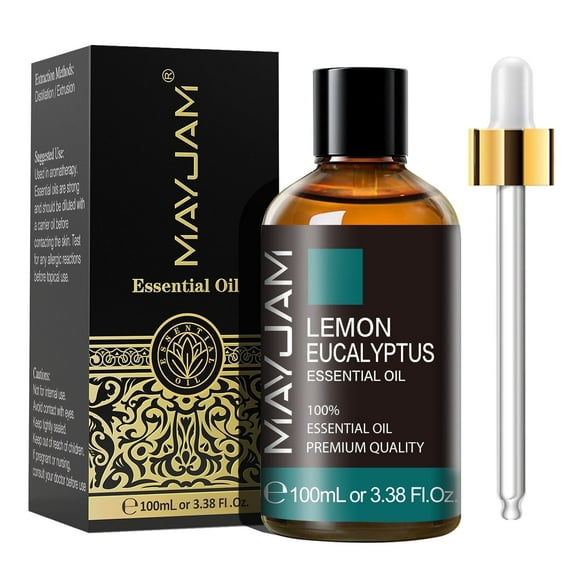 MAYJAM Lemon Eucalyptus Essential Oil for Aromatherapy, Diffuser, Relaxation, Cosmetic Making, Dropper – 3.38 fl oz