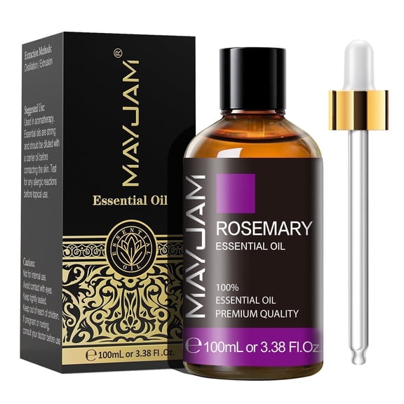 MAYJAM Rosemary Essential Oil for Diffuser, Natural Rosemary Oil for Skin Care, Aromatherapy, Hair Care, Scalp And Body Massage, 3.38 Fl Oz