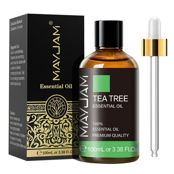 MAYJAM 3.38 Fl Oz Tea Tree Essential Oil, Natural Tea Tree Oil for Diffuser, Face, Skin Care, Aromatherapy, Hair Care, Scalp and Body Massage, with Dropper