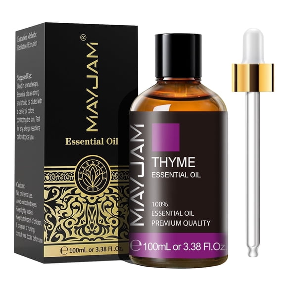 MAYJAM Pure Thyme Essential Oil, 100ML, Therapeutic Grade, for use with Oil Diffusers, Potpourri, and Wicking Fragrance Diffusers