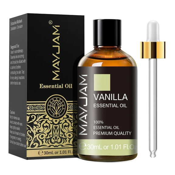 MAYJAM Pure Vanilla Essential Oil, 30ML, Therapeutic Grade, for use with Oil Diffusers, Potpourri, and Wicking Fragrance Diffusers