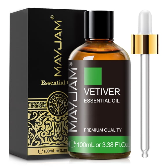 MAYJAM 100ml Vetiver Essential Oil for Diffuser, Stress, Anxiety, Mood, Energy, Home Care