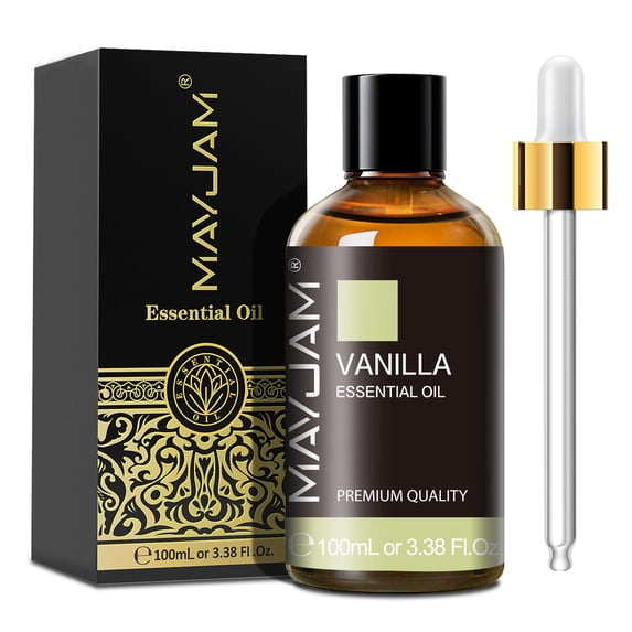 MAYJAM Vanilla Essential Oil for Diffuser and Aromatherapy, Skin Massage, Candle and Soap Making, 100ml