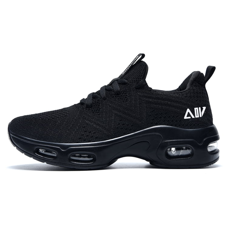 Black Athletic Shoes with Knit Upper and Curved Sole MAYKX Men main image 3