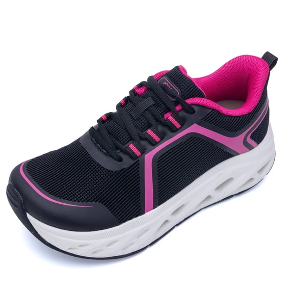 MAYKX Women’s Walking Shoes with Wide Toe Box & Arch Support, Orthotic Sneakers for Plantar Fasciitis, Breathable Mesh Rocker Sole Casual Shoes