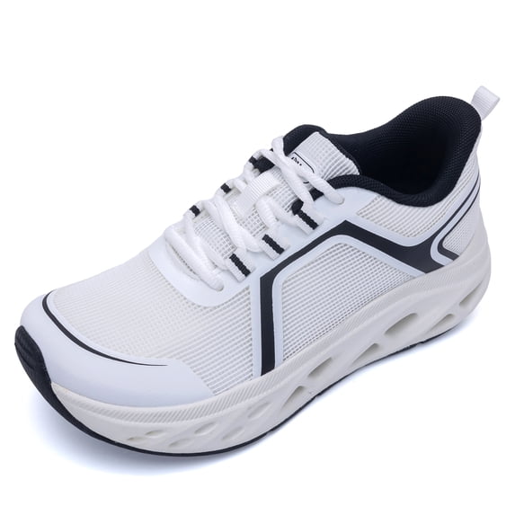 MAYKX Women’s Walking Shoes with Wide Toe Box & Arch Support, Orthotic Sneakers for Plantar Fasciitis, Breathable Mesh Rocker Sole Casual Shoes