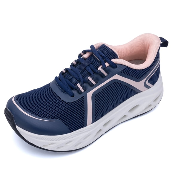 MAYKX Women’s Walking Shoes with Wide Toe Box & Arch Support, Orthotic Sneakers for Plantar Fasciitis, Breathable Mesh Rocker Sole Casual Shoes
