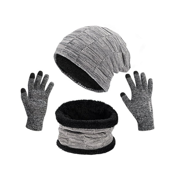 MAYLISACC Unisex Hats Gloves Scarves Winter Beanie Hat Scarf and Touch Screen Gloves Thermal Knit Cap Neck Glove Set for Men Women