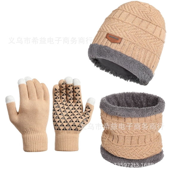 MAYLISACC Winter Knit Beanie Hat Neck Warmer Scarf and Touch Screen Gloves Set 3 Pcs Fleece Lined Skull Cap for Men Women