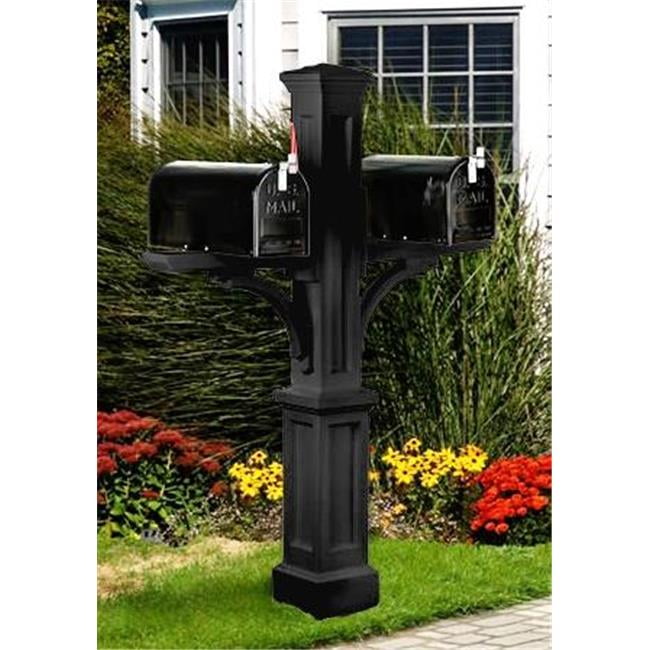 MAYNE 5814B Newport Plus Double Mailbox Post Black