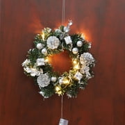 MAYNOS Christmas Wreath with LED String Lights Battery Powered Xmas Door Wreath Artificial Xmas Hanging Garland for Indoor Outdoor Christmas Home Decorations