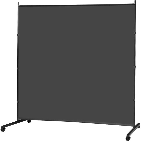 MAYOLIAH Large Single Panel Room Divider on Wheels, 71”W x 75”H Rolling Privacy Screen, Portable Wall Divider for Home Office Partition, Black