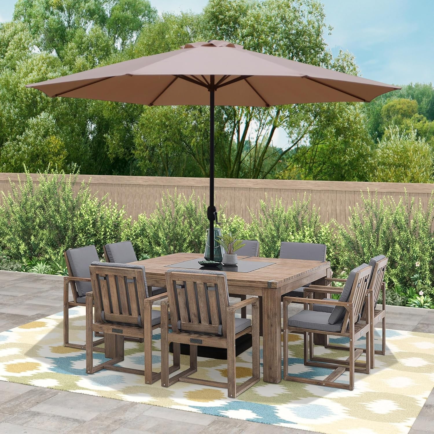 MAYPEX 11 Ft Patio Umbrella Tan with Crank, Weather Resistant, UV ...