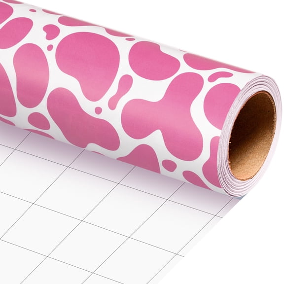 MAYPLUSS Pink Wrapping Paper Roll, 17 IN X 16.5 FT Girl Gift Wrap Paper,Cow Print for Birthday Baby Shower Wedding Bridal Shower