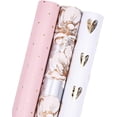 thumbnail image 1 of MAYPLUSS Wrapping Paper Roll - Mini Roll - 17.3 inch X 120 inch Per roll - 3 Different Pinke and Gray Floral Design (43.2 sq.ft.ttl), 1 of 6