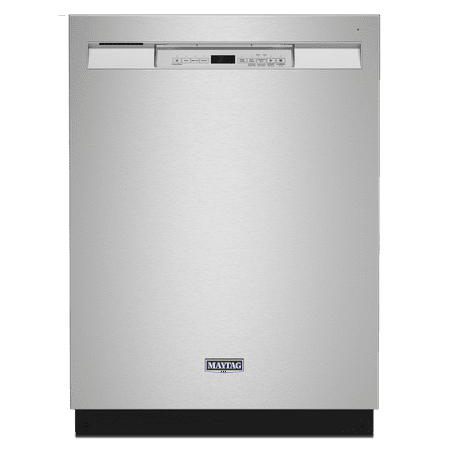 Maytag - 24" Front Control Built-In Dishwasher with Stainless Steel Tub, Dual Power Filtration, 50 dBA - Stainless Steel