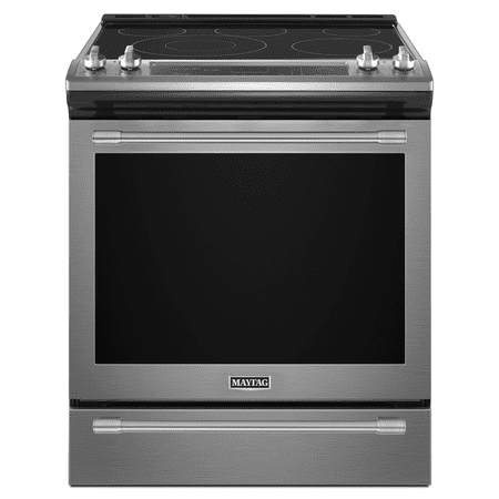 Maytag - 6.4 Cu. Ft. Self-Cleaning Fingerprint Resistant Slide-In electric Convection Range - Stainless steel