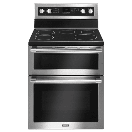 Maytag - 6.7 Cu. Ft. Self-Cleaning Freestanding Fingerprint Resistant Double Oven Electric Convection Range - Stainless steel