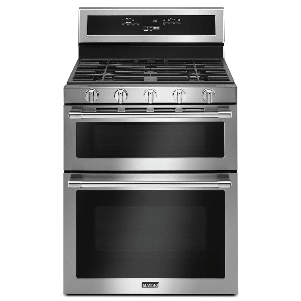 Maytag MGT8800FZ 30 Inch Freestanding Gas Range with Double Ovens, True Convection, Precision Cooking, 6 cu. ft. Capacity, 5 Burners, Power Preheat, Power Burner, Auto Convect Conversion, Sabbath Mode