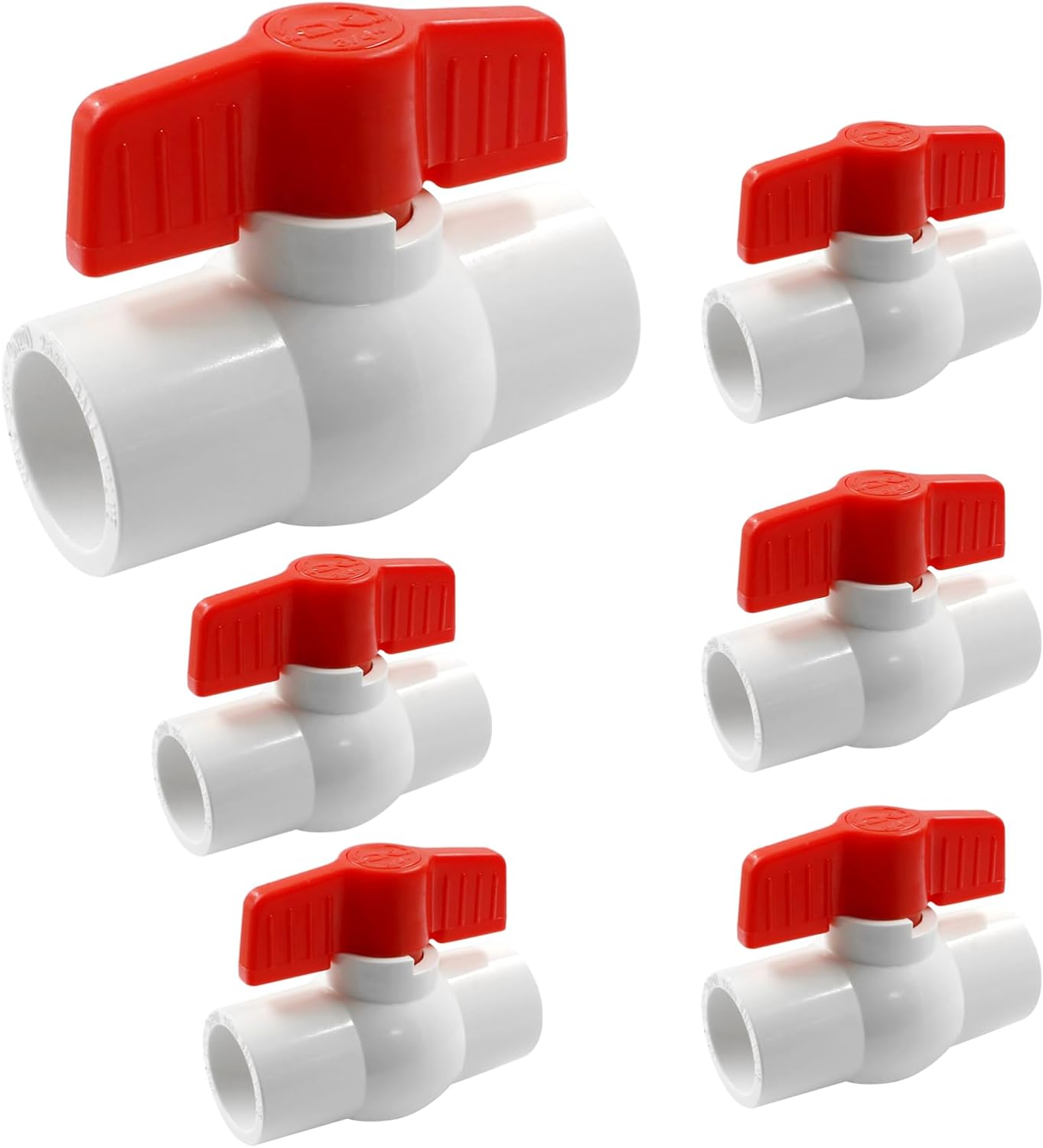 MAYUJIAASE 6 PCS 3/4 inch PVC Ball Valve Slip Compact THandle Water ShutOff Valves Ideal