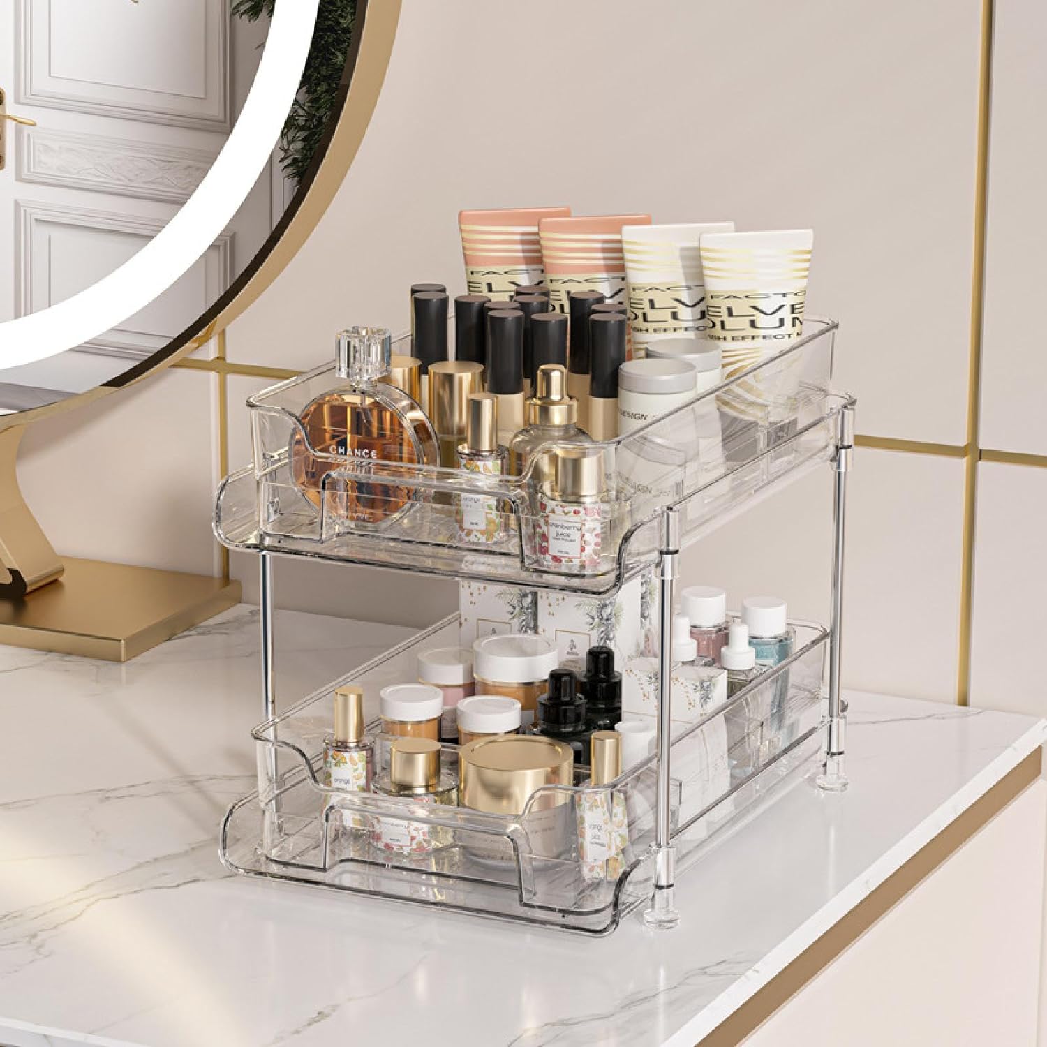 MAYUJIAASE Transparent cosmetics storage box Pullout room bathroom