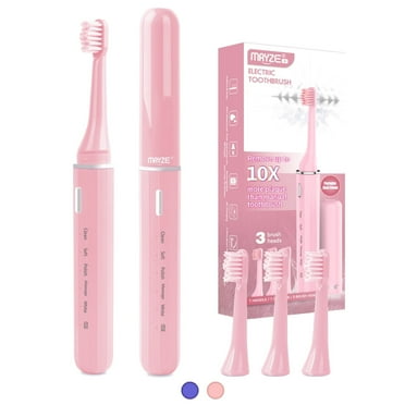 MAYZE Sonic Electric Toothbrush with 3 Brush Heads,  5 Modes,2 Min Timer Ultra Power Cleaning Tooth Brush(Pink)