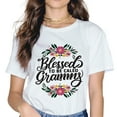 thumbnail image 1 of MAYZERO BLESSED TO BE CALLED GRAMMY Fashion Bouquet Print Simple Casual Round Neck white T-Shirt Lightweight Top, 1 of 3