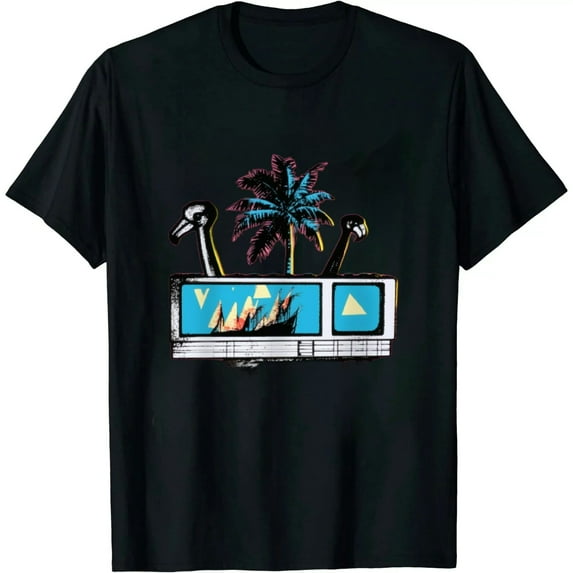 MAYZERO Beach Island Flamingo Logo Vintage Graphic T-Shirt T-Shirt