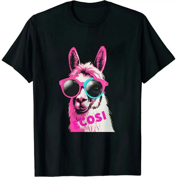 MAYZERO Because Cool - Bubble Gum Llama Rainbow Sunglasses Zookeeper T-Shirt