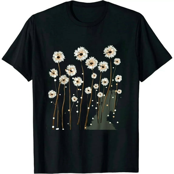 MAYZERO Black T shirt Flower Guinea Pig Dandelion Funny Animal Lovers Cute T-Shirt 077