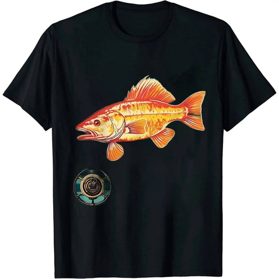 MAYZERO Black T shirt Fly Fishing Reel & Fish Simply Color T Shirt 0898