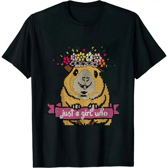 MAYZERO Black T shirt Just A Girl Who Loves Guinea pigs - Funny Guinea Pig Lover T-Shirt 065