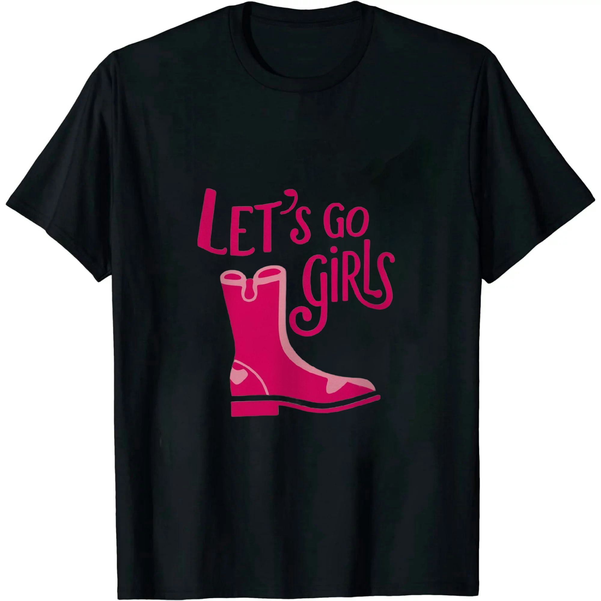 T-Shirt Donna Western Let's Go Girl – Sbiancata, Con Teschio E Scritta, Musica Country, Manica Corta