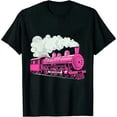 thumbnail image 1 of MAYZERO Black T shirt Locomotive Train Pink Ribbon Breast Cancer Awareness T-Shirt 1453, 1 of 3